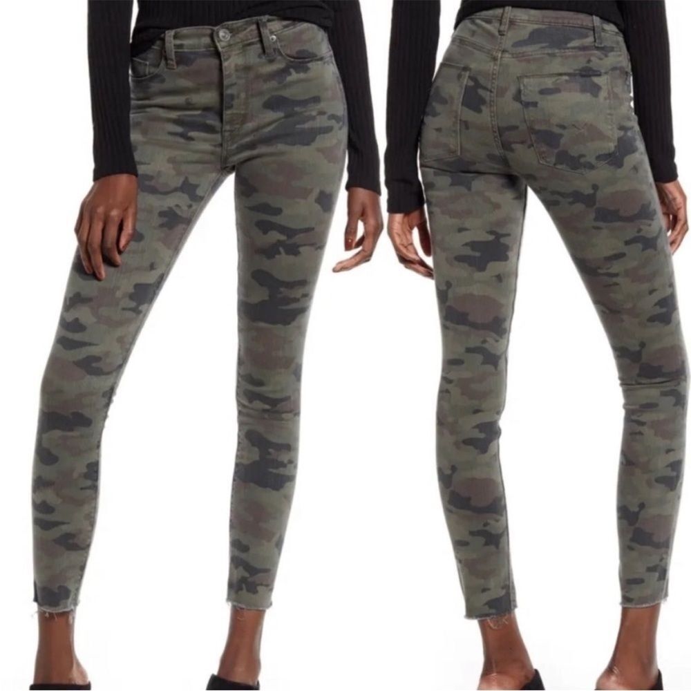 Hudson Barbara Crop Raw Hem High Rise Camo Print Jeans 31